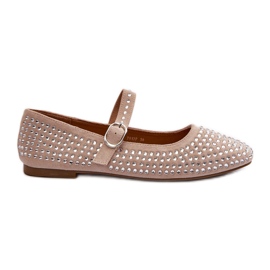 Eco Mocka Ballerinas dekorerade med beige strass Tinara