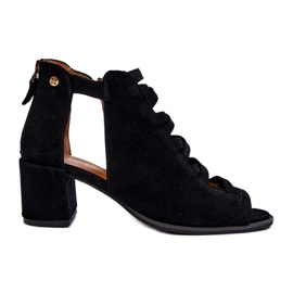 Mocka damsandaler med hög klack Maciejka 06456-01 Svart