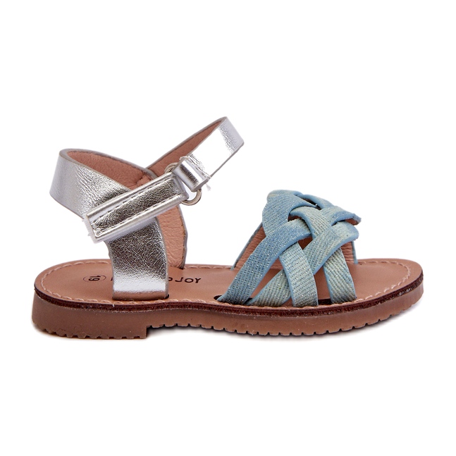 Blå barnsandaler med kardborreknäppning och sammanvävda remmar