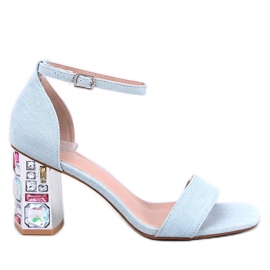 Whitneys Jean högklackade sandaler med stenar blå