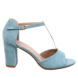 Ferdi Green högklackade sandaler med gulddekor blå