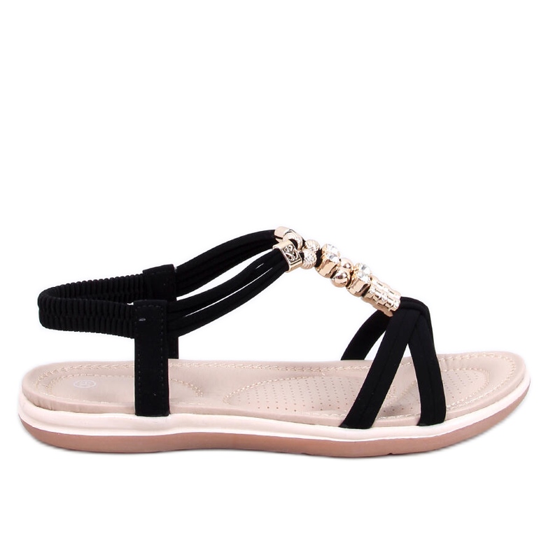 Haezz Svarta sandaler med dekorativa zirkoner