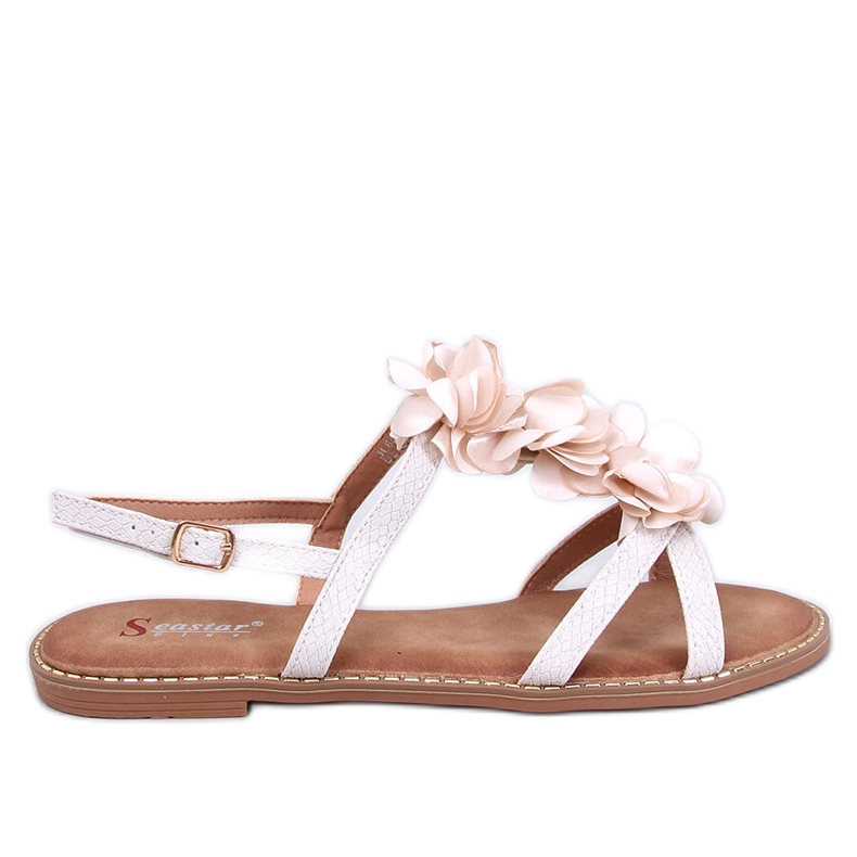 Amaur Beige sandaler med fina blommor