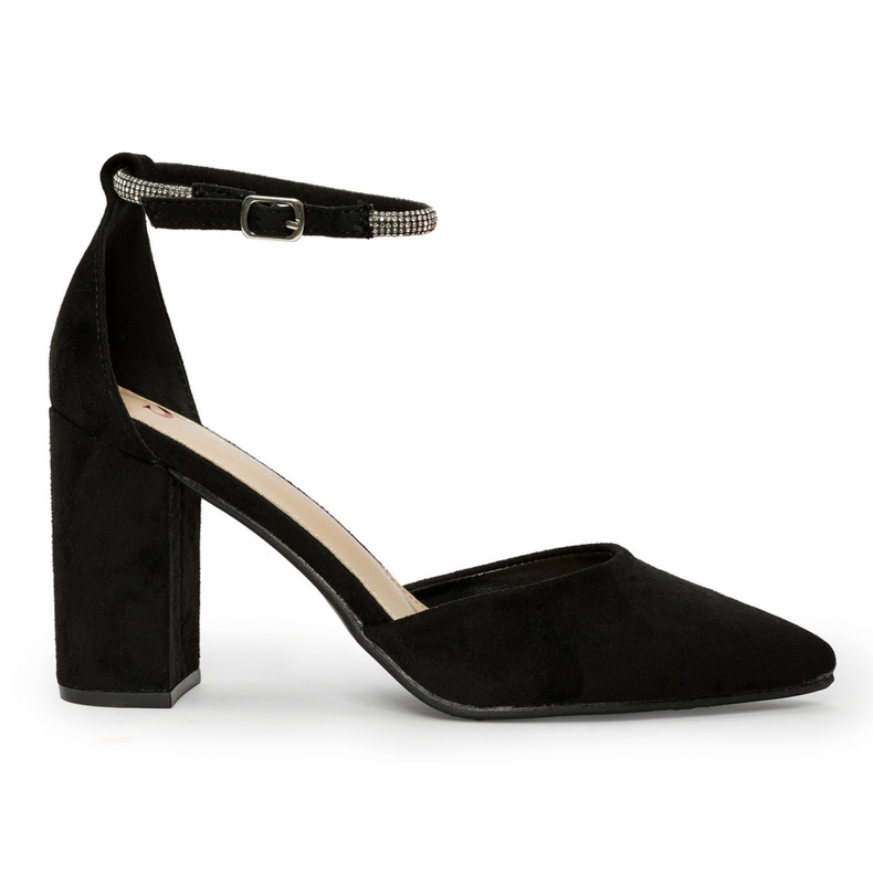 Högklackade pumps i mocka svart