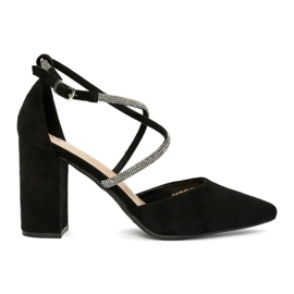 Svarta pumps i mocka med paljetter