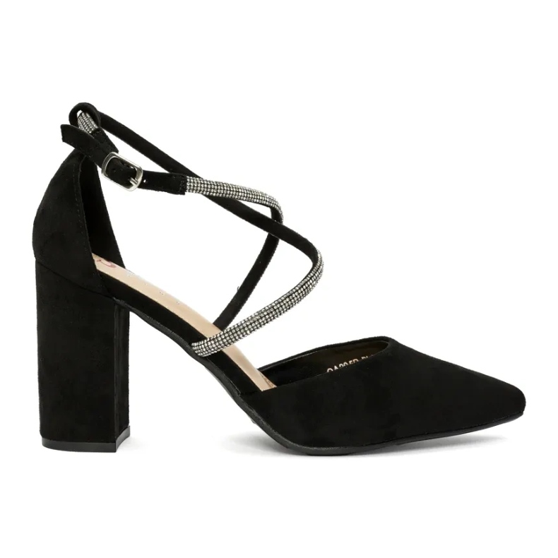 Svarta pumps i mocka med paljetter