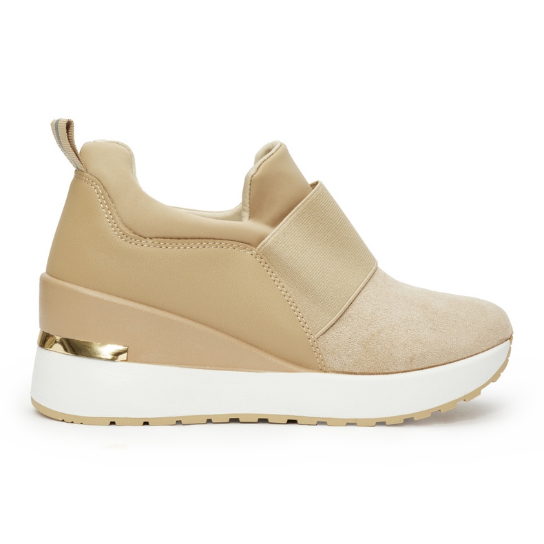 Beige wedge sneakers i mocka