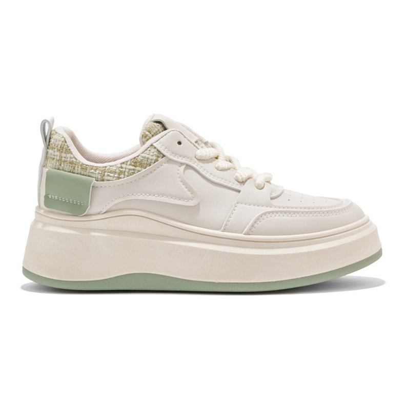 Svarta damsneakers med tjock sula beige