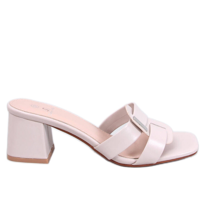 Eleganta Lafar Beige flip-flops med hög klack