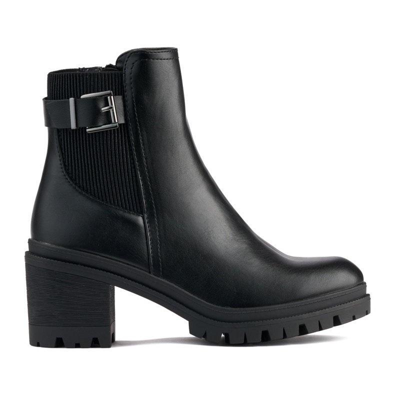 Eleganta svarta högklackade ankelboots