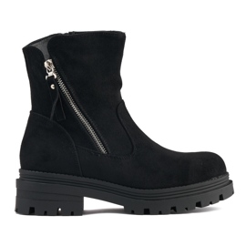 Svarta ankelstövlar för kvinnor med dekorativ dragkedja