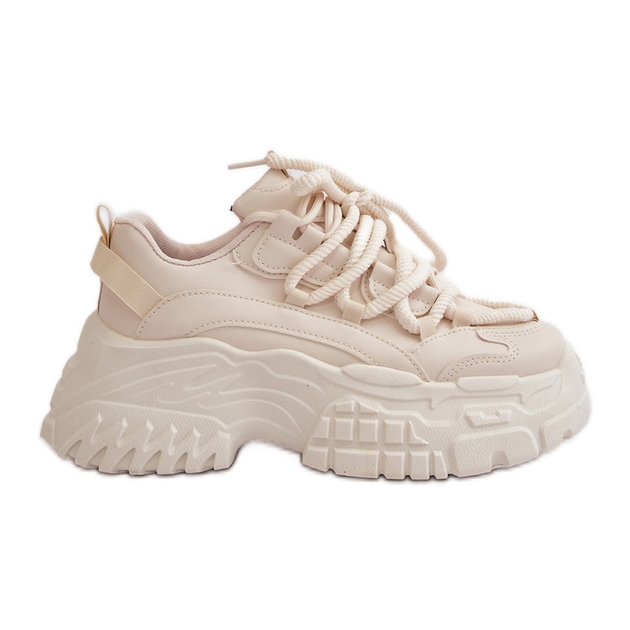Ljusbeige sneakers för kvinnor på en tjock sula Nevela
