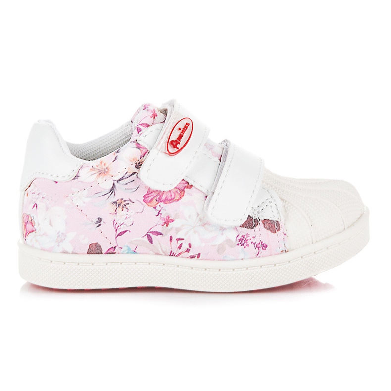 American Club Flickor Sneakers Med Blommor rosa vit