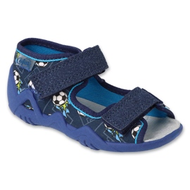 Befado barntofflor med läderinlägg 350P050 marinblå