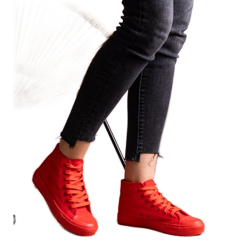 Röda Raffie high-top sneakers