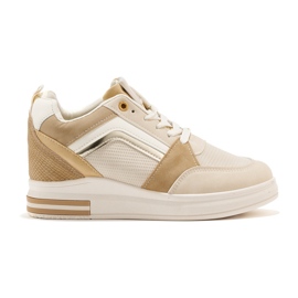 Beige sneakers för kvinnor med en dold kil
