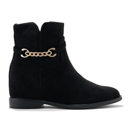 Ankelboots i svart mocka med kedja