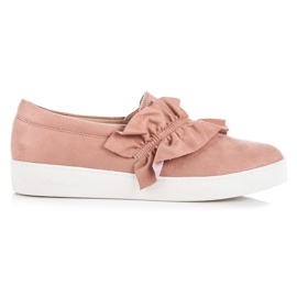Vices Slipons i mocka med volang rosa