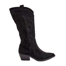 Lågklackade cowboystövlar för kvinnor gjorda av ekomocka, svart Ligelia