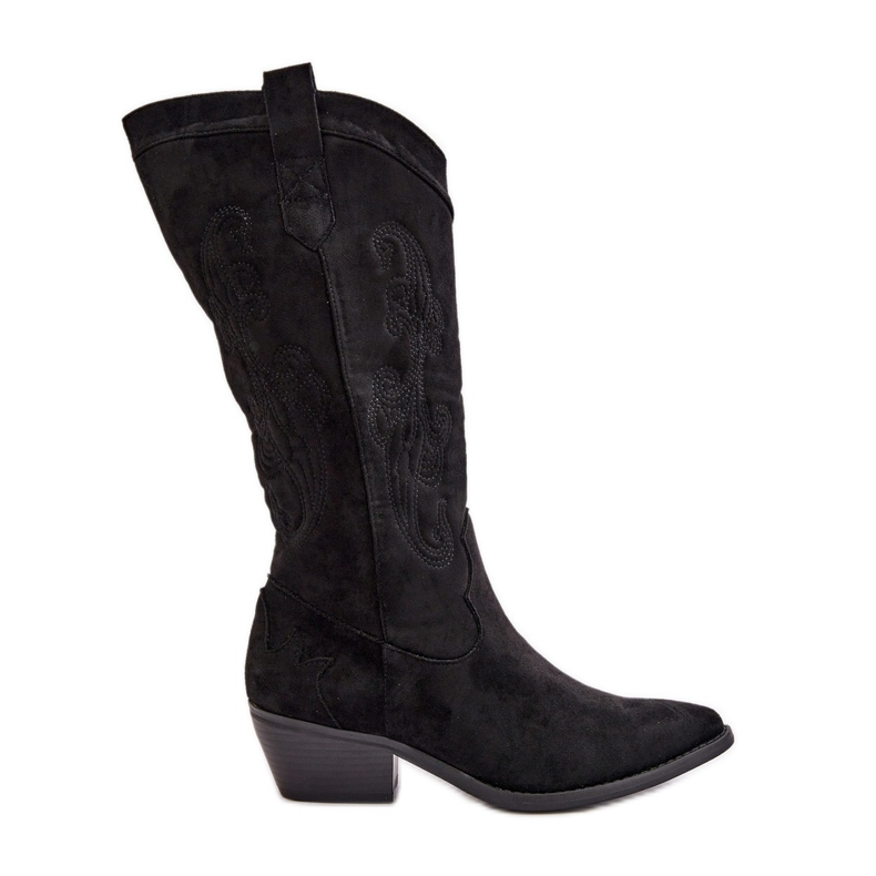 Lågklackade cowboystövlar för kvinnor gjorda av ekomocka, svart Ligelia