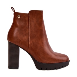 Isolerade damstövlar på hög klack, fästa med dragkedja, Camel Bioria brun