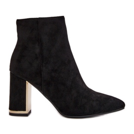 Högklackade ankelstövlar för kvinnor, fäst med dragkedja, isolerade, ekomocka, svart Mevair