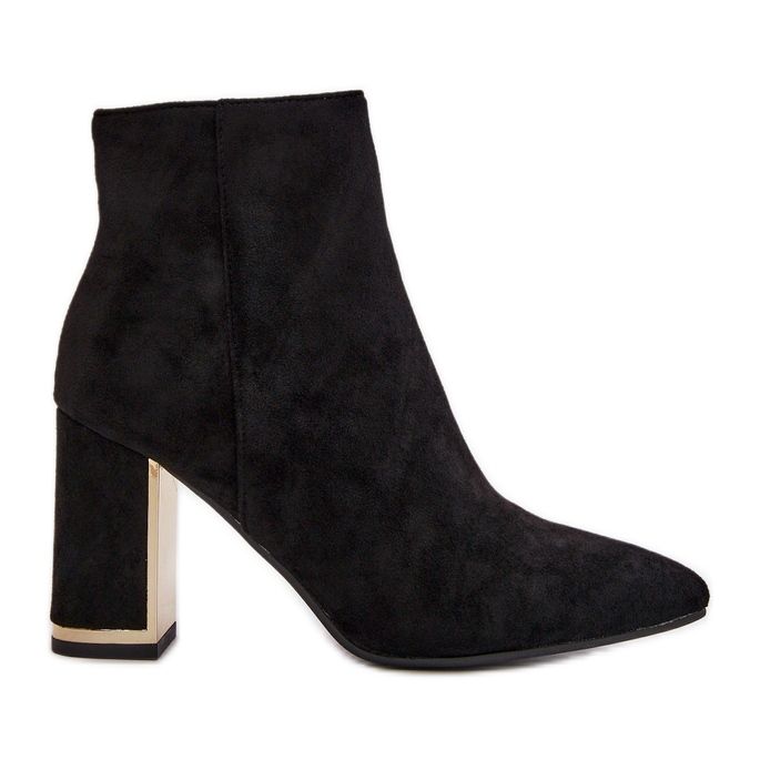 Högklackade ankelstövlar för kvinnor, fäst med dragkedja, isolerade, ekomocka, svart Mevair