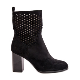 Kvinnors ankelstövlar på hög klack, fästs med dragkedja, svart meriadne