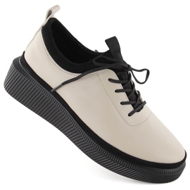 Slip-on skor i beige läder för kvinnor T.Sokolski J23-705