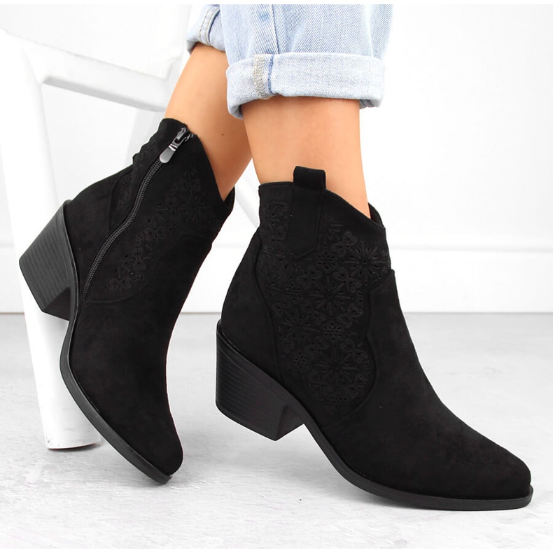 Cowboystövlar i mocka i mocka, svarta S.Barski HY42-944