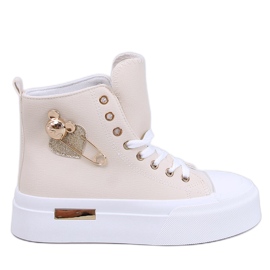 Arenas Beige high-top sneakers med säkerhetsnål