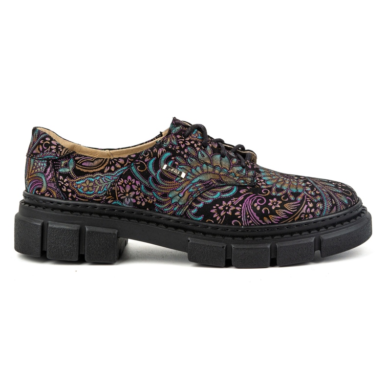 Olivier Skinnskor för kvinnor med tjock sula, blommor 1134, turkos mångfärgad