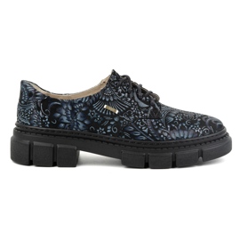 Olivier Skinnskor för kvinnor med tjock sula, blommor 1134, blå mångfärgad