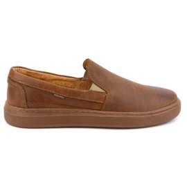 Slip-on herrskor gjorda av naturläder POLBUT 2124 camel brun