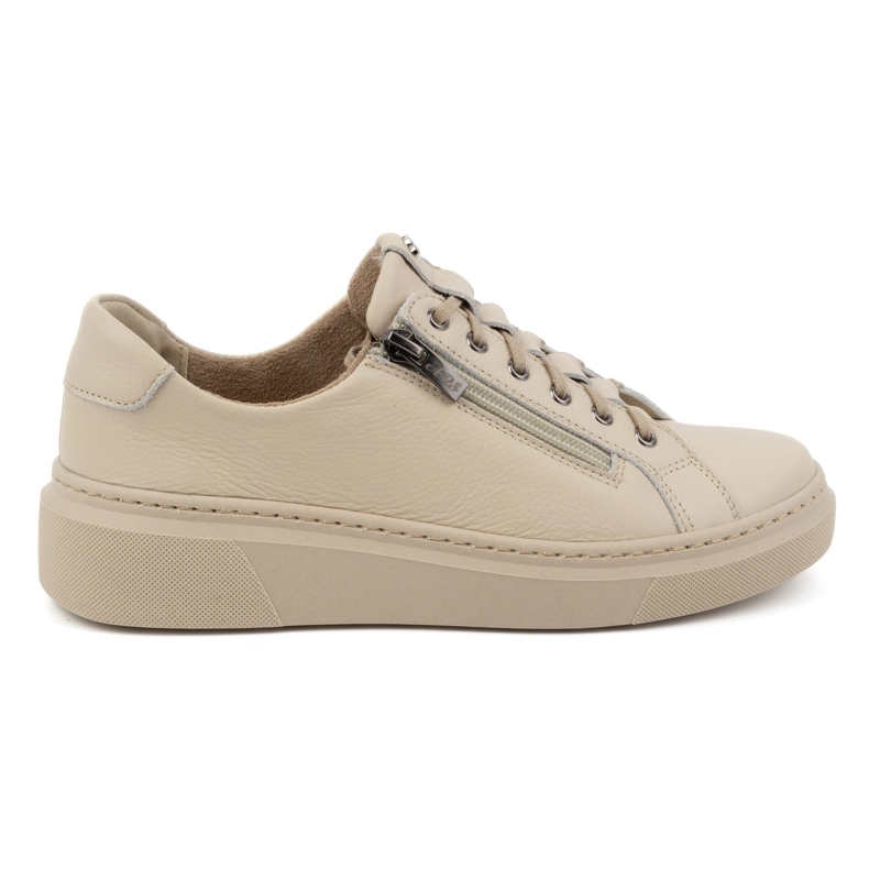 Olivier Style 1238 beige lädersneakers för kvinnor