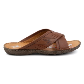 Kampol Flipflops i läder i läder 216kam brun