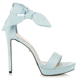 Ideal Shoes Sandaler i mocka med rosett blå