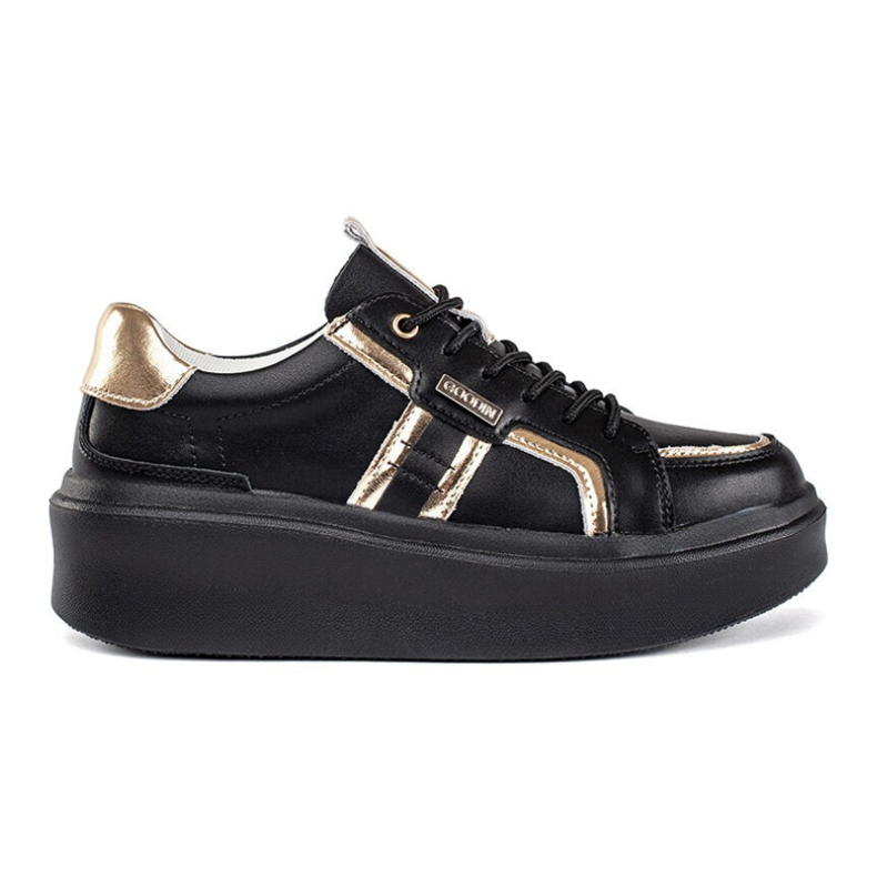 Svarta plattformssneakers i läder
