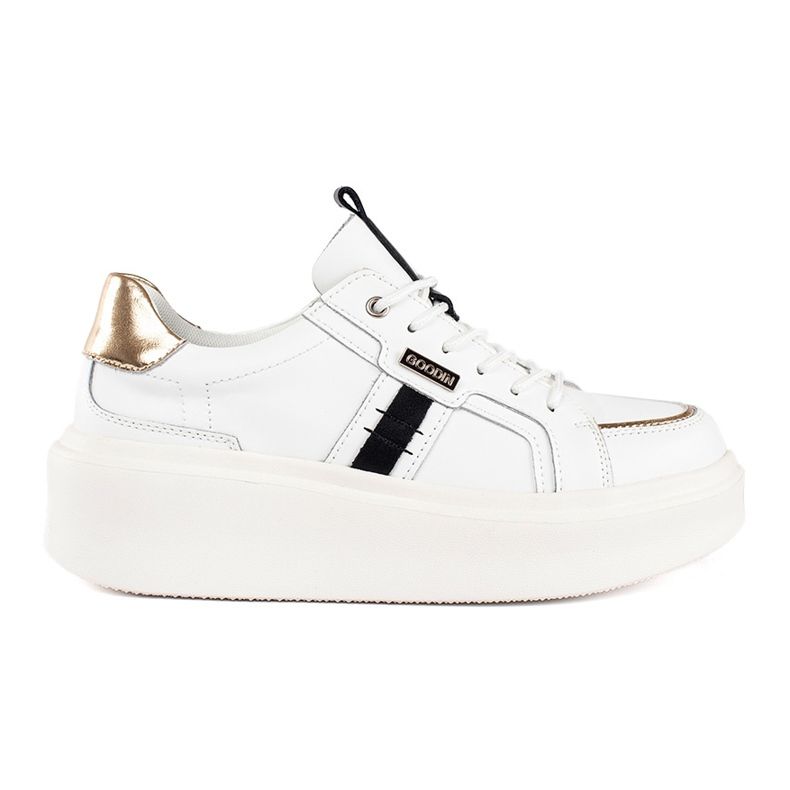 Vita plattformssneakers i läder