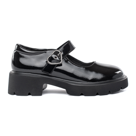 Patentsvarta loafers med tjock sula