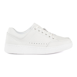 Vita lädersneakers med hög plattform