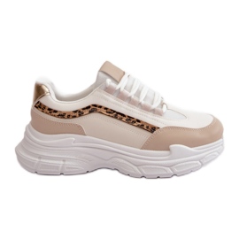 Beige Dam Sneakers Sportskor På En Tjock sula Lerila
