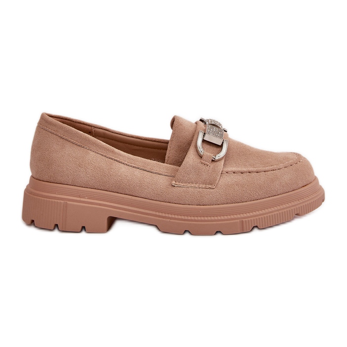 Eko mocka Loafers för kvinnor med dekoration, Beige Wistera