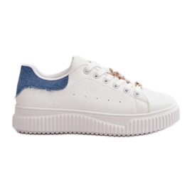 Låga eko-läder-sneakers med vita och blå Cillione-nålar