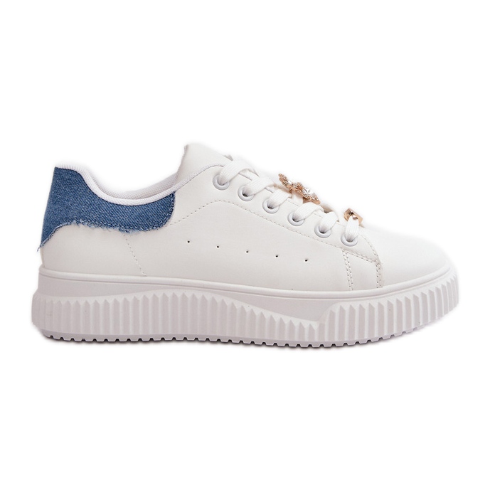 Låga eko-läder-sneakers med vita och blå Cillione-nålar