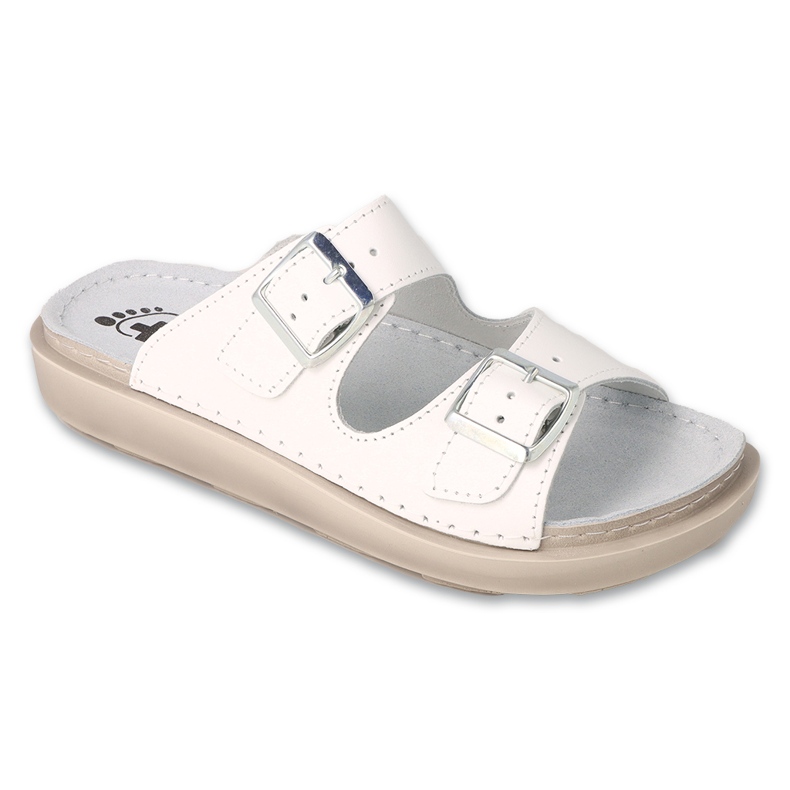 Befado pu-tofflor för kvinnor 179D001 vit, innersula i läder