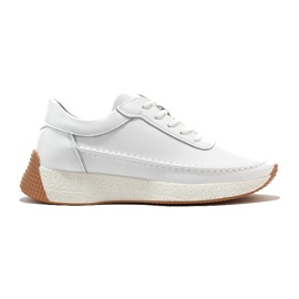 Sergio Leone Vita sportskor i genombrutet läder för kvinnor