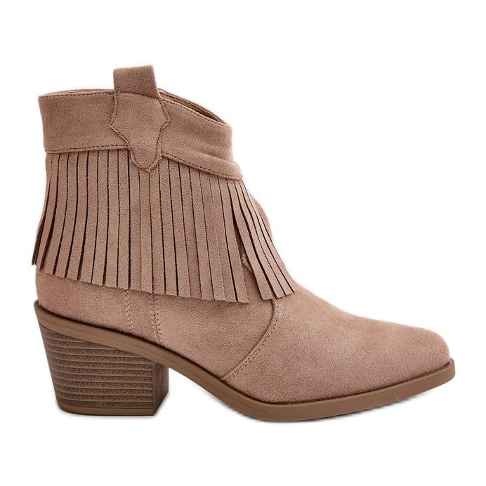 Cowboystövlar dam med dragkedja Eco Mocka Beige S.Barski HY42-127