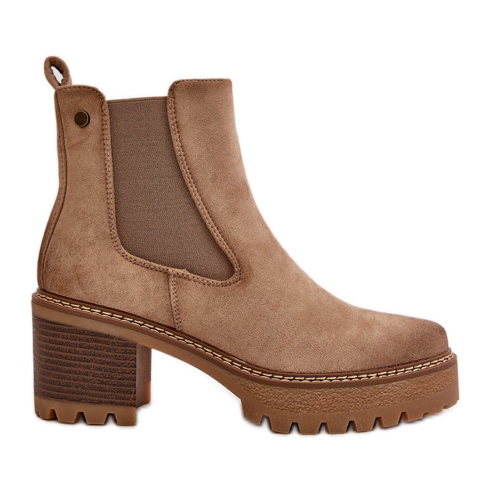 Isolerade damstövlar på hög klack Eco Mocka Beige Irissinae