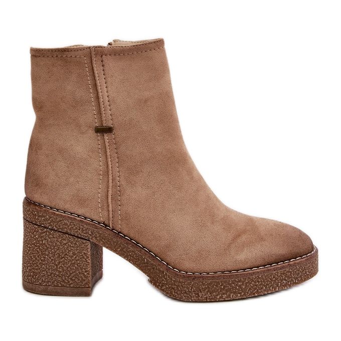 Damstövlar på högklackat isolerade Eco Mocka Beige Arkesia